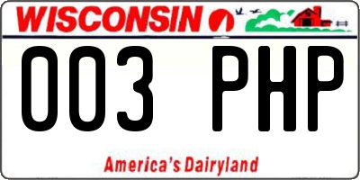WI license plate 003PHP