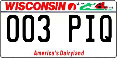 WI license plate 003PIQ