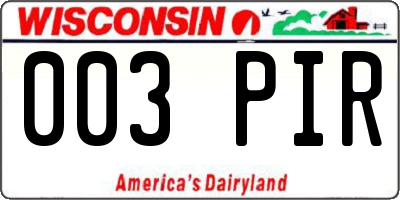 WI license plate 003PIR