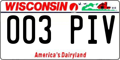 WI license plate 003PIV