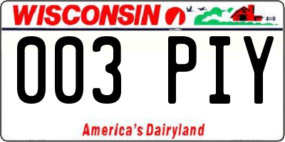 WI license plate 003PIY