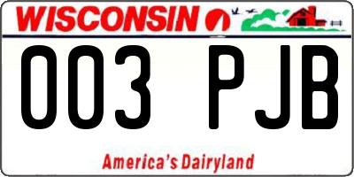 WI license plate 003PJB