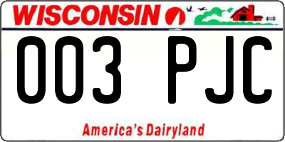 WI license plate 003PJC