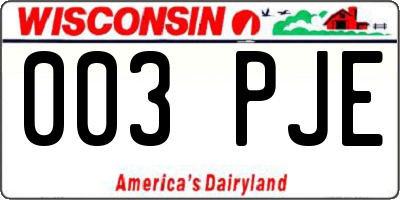 WI license plate 003PJE