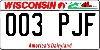 WI license plate 003PJF