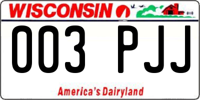 WI license plate 003PJJ