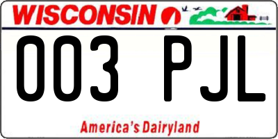 WI license plate 003PJL