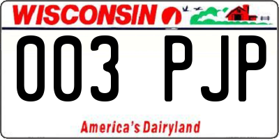 WI license plate 003PJP
