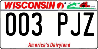 WI license plate 003PJZ