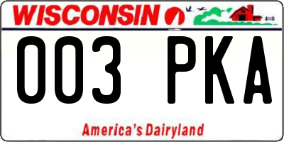 WI license plate 003PKA