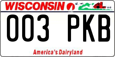 WI license plate 003PKB