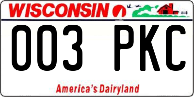 WI license plate 003PKC