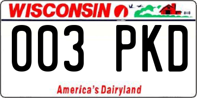 WI license plate 003PKD