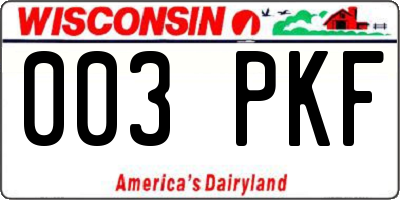 WI license plate 003PKF