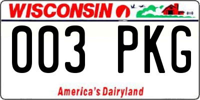 WI license plate 003PKG