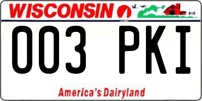 WI license plate 003PKI
