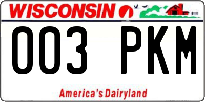 WI license plate 003PKM