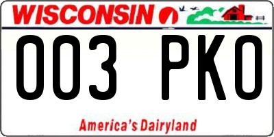 WI license plate 003PKO