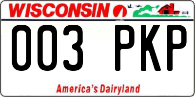 WI license plate 003PKP