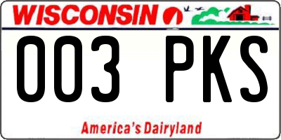 WI license plate 003PKS