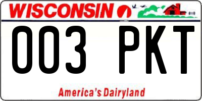 WI license plate 003PKT