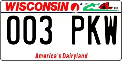 WI license plate 003PKW