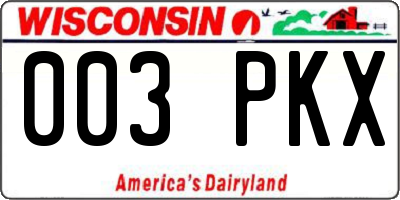 WI license plate 003PKX
