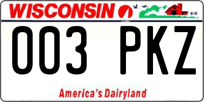 WI license plate 003PKZ