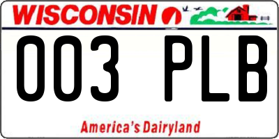 WI license plate 003PLB