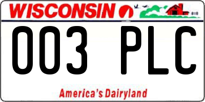 WI license plate 003PLC