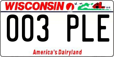 WI license plate 003PLE