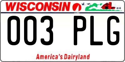 WI license plate 003PLG