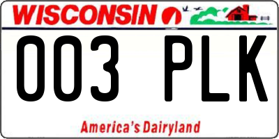 WI license plate 003PLK