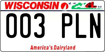 WI license plate 003PLN