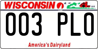WI license plate 003PLO