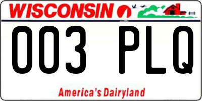WI license plate 003PLQ