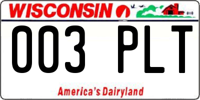 WI license plate 003PLT