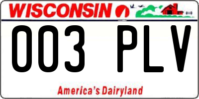 WI license plate 003PLV