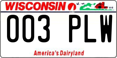 WI license plate 003PLW
