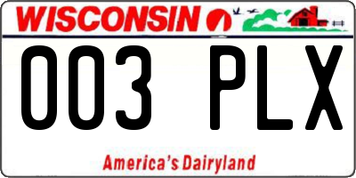 WI license plate 003PLX