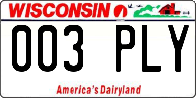 WI license plate 003PLY