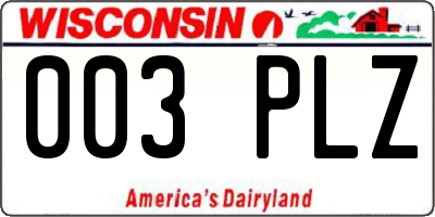 WI license plate 003PLZ
