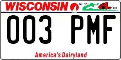 WI license plate 003PMF