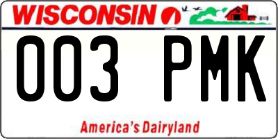 WI license plate 003PMK