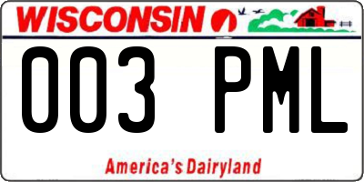 WI license plate 003PML
