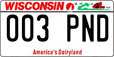 WI license plate 003PND