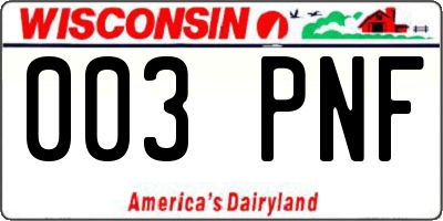 WI license plate 003PNF