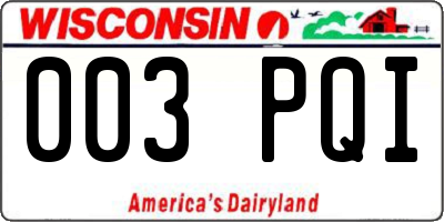 WI license plate 003PQI