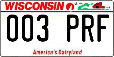 WI license plate 003PRF