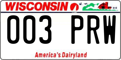 WI license plate 003PRW